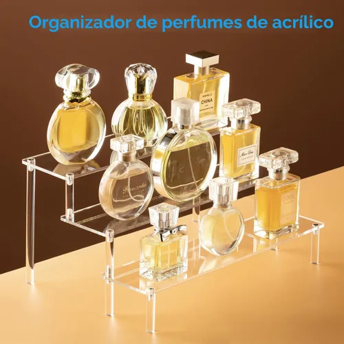 Vista 2 de HENABLE Grandes elevadores de exhibición de acrílico, organizador de soporte de perfume, elevadores de estante de acrílico transparente