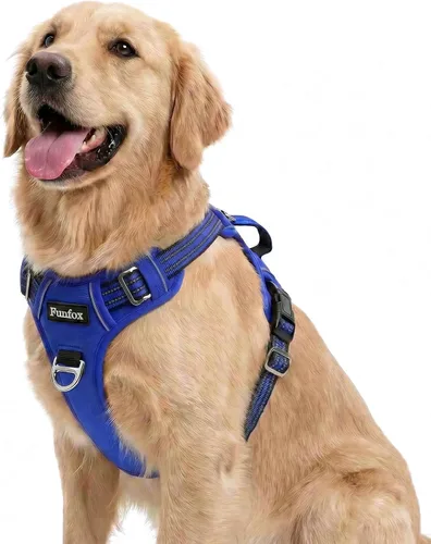 Vista 11 de Funfox Arnés para perro sin tirones, arnés de chaleco ajustable para mascotas, material súper suave con mango vertical, fácil control, paseo