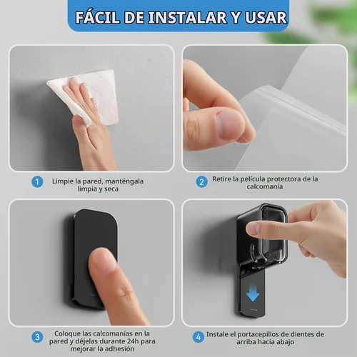 Vista 7 de MOPMS Soportes para cepillos de dientes de una sola ranura montados en la negro - 1pc