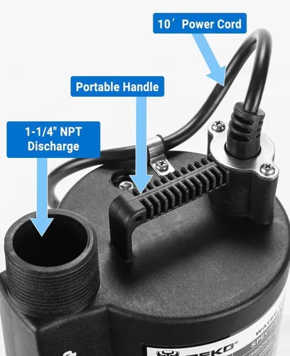 Vista 4 de Bomba de agua #US 1/3HP 2450 GPH Sumergible Utilidad Motor de alta eficiencia