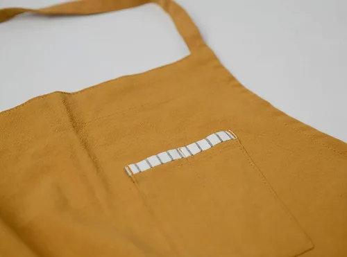 Vista 7 de Delantal ajustable de lino de algodón suave estilo nórdico japonés con cuatro bolsillos una toalla