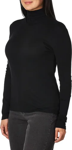 Vista 2 de Splendid Camiseta de manga larga con cuello alto acanalado 1x1 Negro