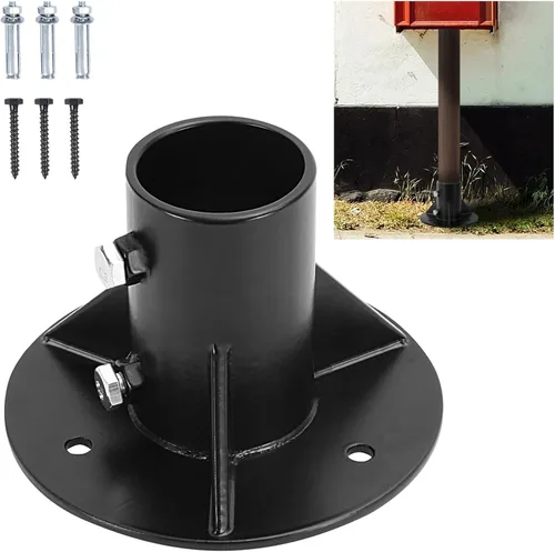 Vista 10 de 1 soporte de base de postes redondos de 2 pulgadas, brida de base, brida de enlace de cadena, brida de piso de poste sólido pesado para sujetar