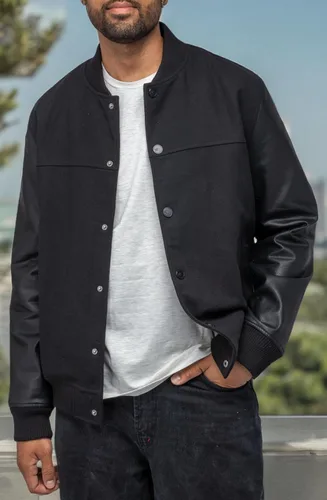 Vista 8 de X RAY Chaqueta Varsity para hombre, chaquetas casuales de béisbol Letterman para hombre Negro/Negro - 83006