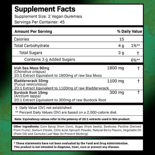 Vista 3 de WELLNESS LABSRX Cápsulas de glicinato de magnesio 750mg - Gomitas de musgo marino 3200mg