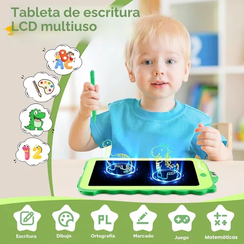 Vista 2 de Teriph Tableta de escritura LCD para niños, juguetes coloridos para niños pequeños, juguetes educativos para niños, juguete de dinosaurio para niños