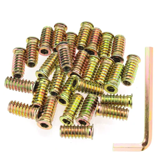 Vista 12 de Juego de 142 piezas: Insertos roscados de 1/4"-20 (10mm, 15mm, 20mm, 25mm), tuercas e insertos de madera para tornillos de muebles de madera, azul