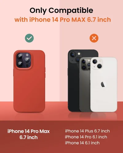 Vista 6 de Funda diseñada para iPhone 14 Pro Max, funda protectora de silicona líquida a prueba de golpes con forro de microfibra suave antiarañazos, ultra