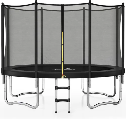 Vista 13 de JELENS Trampolín de 8 pies, 10 pies, 12 pies, 14 pies, 15 pies, trampolines para exteriores con red de cierre y escalera, trampolines recreativos