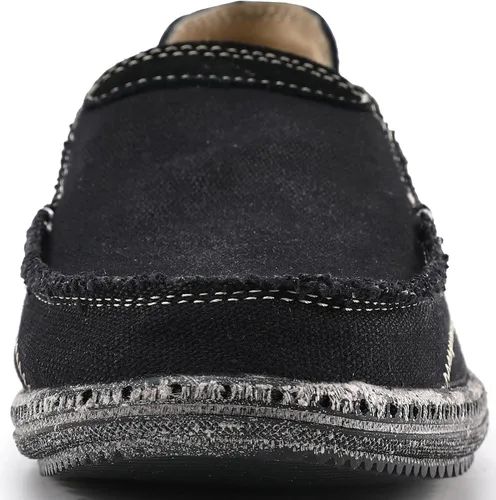 Vista 6 de VILOCY Mocasines de lona para hombre, estilo vintage, planos, para barcos