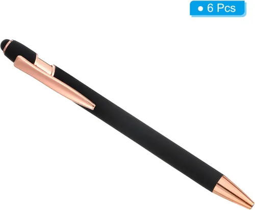 Vista 3 de PATIKIL Bolígrafo con punta de lápiz capacitivo, paquete de 6 bolígrafos de metal 2 en 1, tinta negra, punta media de 0.039 pulgadas, para pantallas