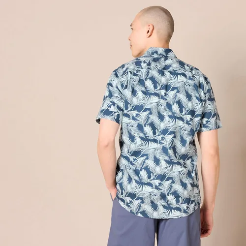 Vista 3 de Tienda Essentials Camisa estampada de manga corta ajustada para hombre