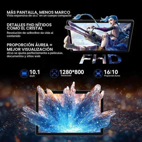 Vista 7 de Tableta, tabletas Android 15 de 10.1 pulgadas con Octa-Core, 16 GB de RAM + 64 GB ROM 512 GB TF Tabletas compatibles con GMS, batería de 7000 mAh
