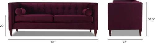 Vista 3 de Jennifer Taylor Home - Sofá modelo Jack, color vino borgoña terciopelo