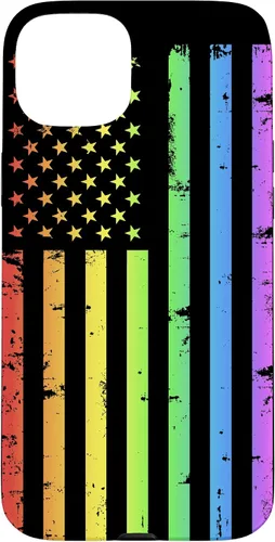 Vista 9 de Funda LGBT para iPhone 17 con diseño de bandera estadounidense arcoíris