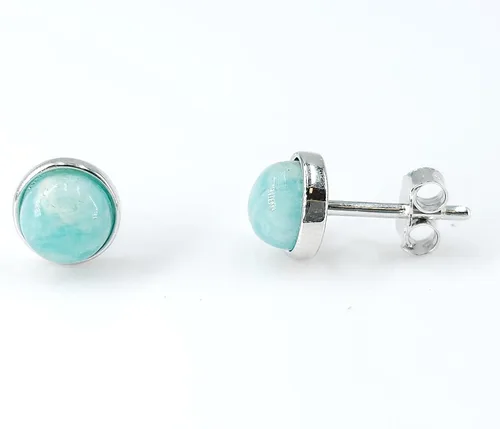 Vista 17 de Pendientes naturales de 0.236 in con chapado en oro blanco sobre plata de ley, bisel cabujón de piedras preciosas regalo de joyería para ella