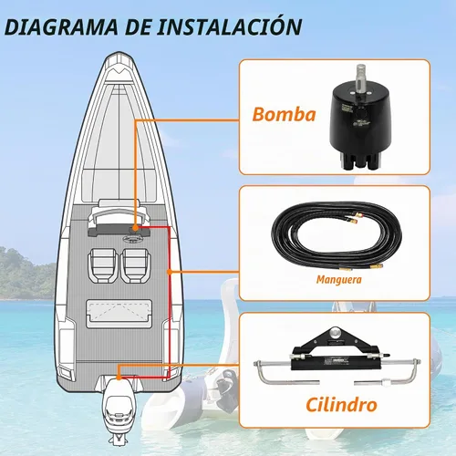 Vista 7 de Kit de dirección hidráulica fueraborda 150HP con bloqueo