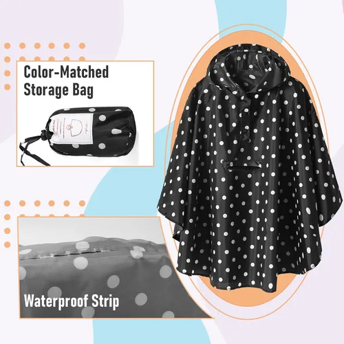 Vista 5 de SaphiRose Chaqueta ligera de lluvia para niños, impermeable para exteriores