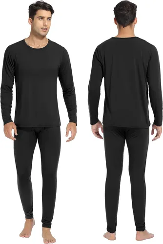 Vista 6 de URATOT Conjunto de 2 ropa interior térmica para hombre, con forro polar, ropa interior térmica suave, largo Johns parte superior inferior
