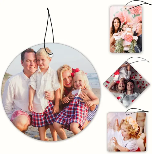 Vista 10 de Ambientador personalizado para coche Ambientadores personalizados para coche con imágenes, accesorios para coche para hombres, novios, familia