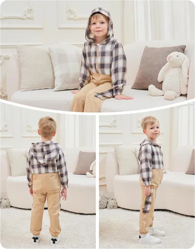 Vista 3 de FoWear Conjunto de ropa para bebé niño de 3 piezas, sudadera con capucha y pantalones blancos para otoño e invierno