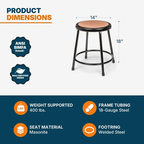 Vista 3 de OEF Furnishings OEF6218-10/2 Taburete redondo multiusos de grado comercial prémium