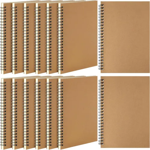 Vista 23 de Leelosp 12 cuadernos pequeños en espiral forrados en espiral, cuaderno con rayas universitarias, cubierta de papel kraft encuadernado con alambre
