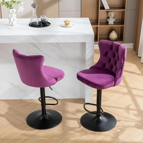 Vista 15 de Sillas para Barra de Cocina, Bancos para Barra de Cocina, juego de 2 sillas giratorias de bar de cocina con respaldo, para el hogar pub e isla Beige