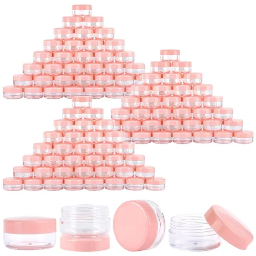 Vista 10 de 100 unidades de 10 g de envases de muestra pequeños con tapas. Frasco de plástico. Frascos cosméticos vacíos. Frascos de maquillaje. Envases