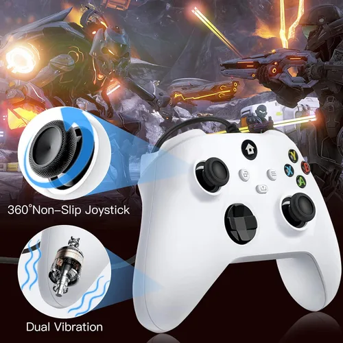 Vista 3 de Ciresp Controlador con cable compatible con Xbox One Series XS controlador de juego de PC compatible con Windows 111087 USB Gamepad con joystick