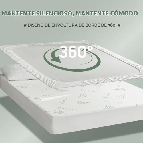 Vista 5 de Protector de colchón refrescante Twin - Funda de colchón de fibra de rayón 100% impermeable y silenciosa (39" x 75") Cama suave, transpirable