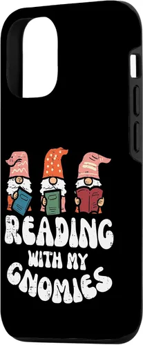 Vista 2 de Funda para iPhone 15 Reading With My Gnomies Funny Gnomes Book Lover Bookworm