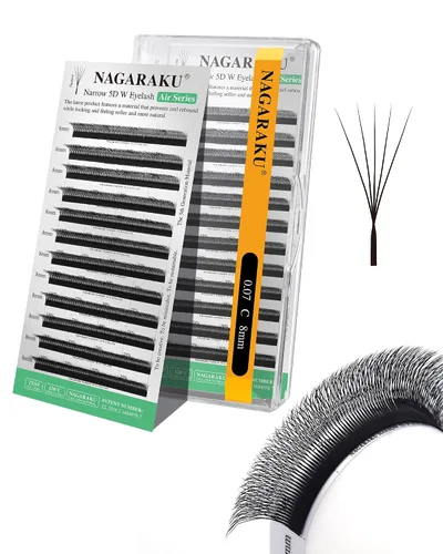 Vista 260 de NAGARAKU Extensiones de pestañas prefabricadas en abanico 3D W 0.05 C 0.315 0.05-C 3D W