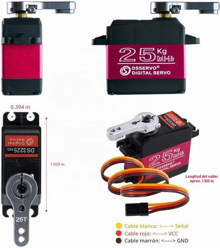 Vista 6 de Servomotor de dirección resistente al agua de 55.1 lbs de alto par a control remoto de engranaje de metal completo compatible con 1/6, 1/8, 1/10