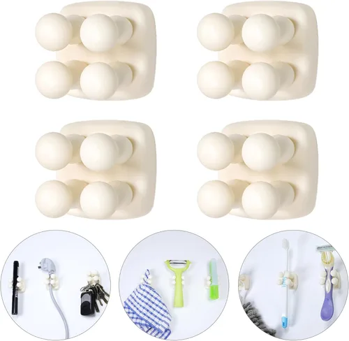 Vista 8 de Soporte de silicona para cepillos de dientes, gancho multifunción, impermeable, autoadhesivo, para cepillo de dientes, soporte para enchufe de pared