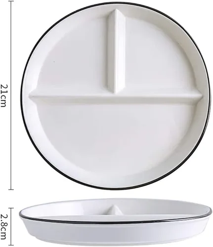 Vista 2 de 1 pieza Placa de porción de cerámica de dinosaurio Plato dividido para una alimentación racional, Plato de postre dividido Plato de ensalada Plato