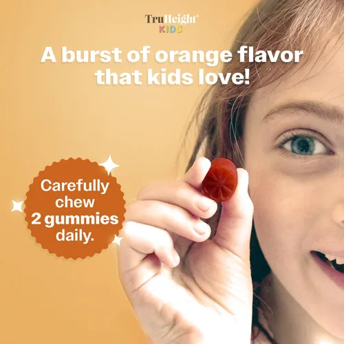 Vista 5 de TruHeight Gomitas de crecimiento cerebral para niños (naranja, a partir de 2 años) vitaminas naturales para niños y adolescentes - Gomitas de Omega