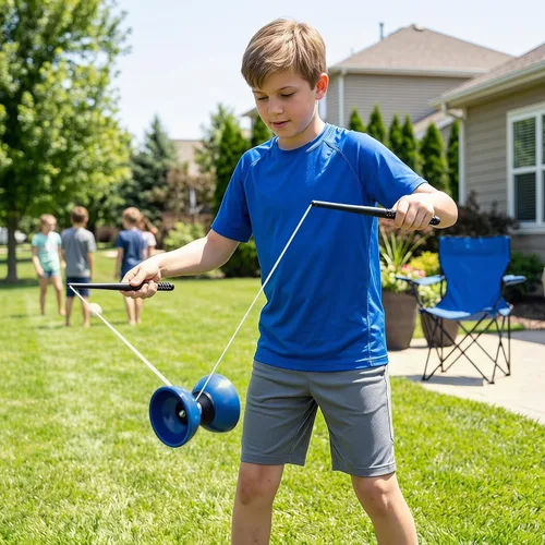Vista 7 de Diabolo - Juego de yoyo chino para niños y principiantes, tamaño pequeño de 4.7 pulgadas, juguete tradicional de malabarismo con varillas de fibra