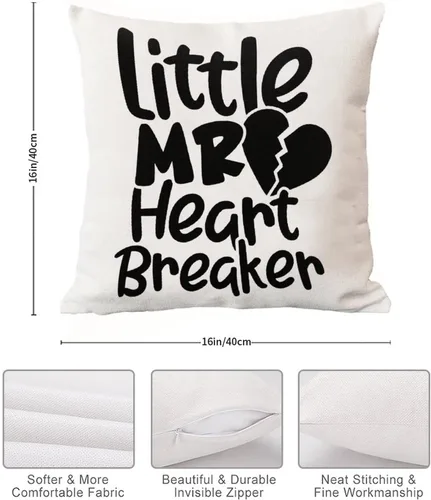 Vista 2 de Funda de almohada Little Mr Heartbreaker - Funda de cojín romántica para el día de San Valentín, boda, compromiso, decoración del hogar, sofá, sala