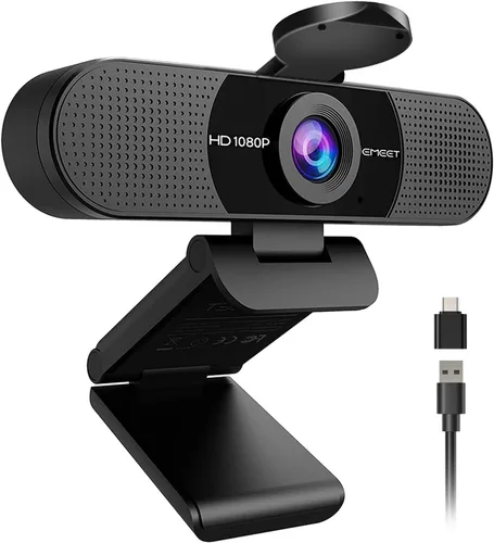 Vista 9 de EMEET C960 - Cámara web USB 2K QHD, 2 micrófonos con reducción de ruido y tapa de privacidad, enfoque automático TOF, plug and play