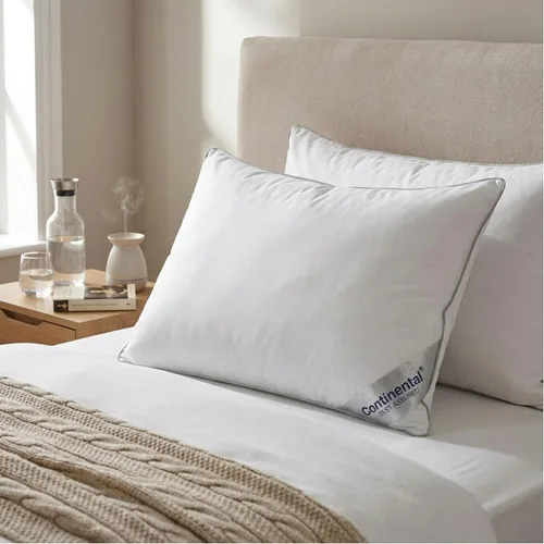 Vista 7 de Continental Bedding Almohada de plumón en capas, funda de algodón 100% resistente al plumón de 400 hilos, colección de hotel premium, comodidad