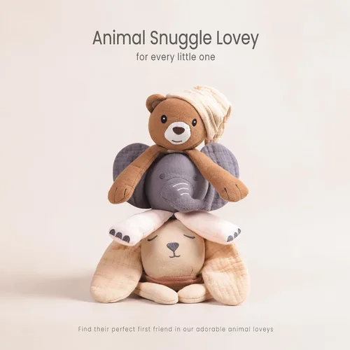 Vista 3 de lulumoon Manta de seguridad de oso para bebés: muselina agradable para la piel, ideal para viajes y guarderías, regalo para recién nacidos para baby