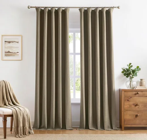 Vista 28 de Vision Home Cortinas Completamente Opacas de Lino Azul Niebla de 84 Pulgadas de Largo para Dormitorio y Sala de Estar, Paneles de Ventana Niebla Azul