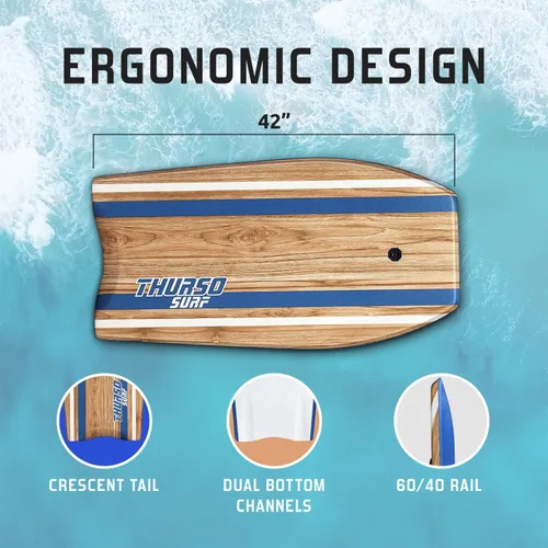 Vista 3 de THURSO SURF Quill 42'' Tabla de bodyboard ligera y duradera con núcleo EPS, cubierta IXPE, base pulida de HDPE, puntal FRP, cola crescent, doble