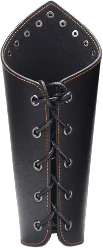 Vista 3 de AZORA Pulsera de guantelete de cuero medieval correa de muñeca con hebilla ancha 2 piezas