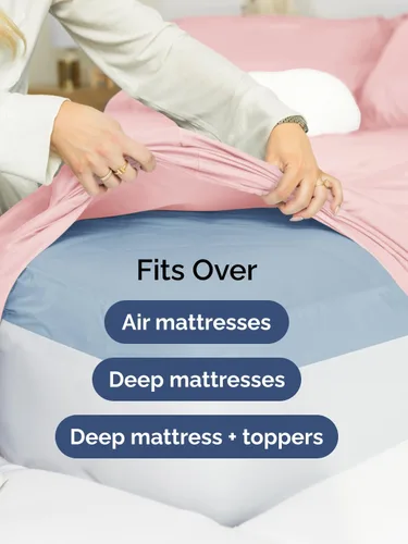 Vista 218 de Extra Deep Twin XL Sheet Set - 3 Piece College Dorm Room - White 01-Blanco