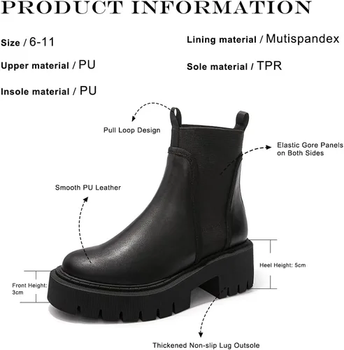 Vista 7 de FUNKYMONKEY Women's Chelsea Boot Lug Sole Mid Heel Fashion Ankle Bootie