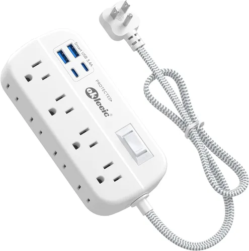 Vista 11 de Regleta de alimentación con protección contra sobretensiones PD de 20 W USB C, regleta de alimentación para viajes con 3 puertos USB (1 USB C) y 6