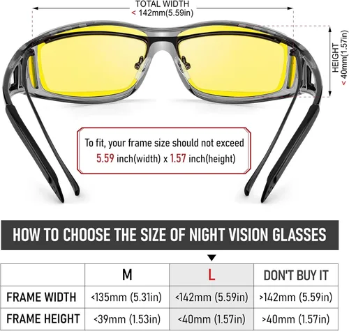 Vista 4 de Night Vision Driving Glasses for Women Men, Wrap Around Night Vision Polarized Glasses for Driving