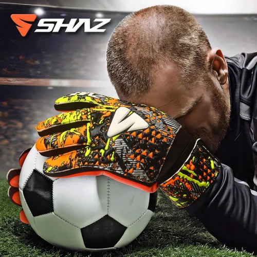 Vista 6 de Shaz Guantes de portero de fútbol para niños y jóvenes, guantes de portero de fútbol antideslizantes de 0.157 in, palma de látex con agarre fuerte